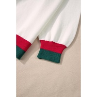 White Tinsel holly jolly Pattern Colorblock Edge Drop Shoulder Plus Size Sweater - 2X thumbnail
