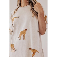 Apricot Plus Size Cheetah Print Side Pockets T Shirt Mini Dress - 4X thumbnail