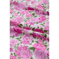 Pink Plus Size Floral Print Smocked Puff Sleeve Dress - 1X thumbnail