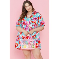 Multicolour Floral Tiered V Neck Plus Dress - 1X thumbnail