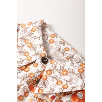 Beige Plus Size Floral Patchwork Button Front Collared Mini Dress - 3X thumbnail