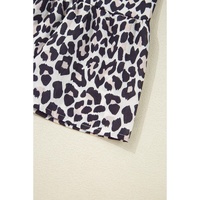 Brown Leopard Tassel Tied Neck Short Sleeve Plus Size Dress - 1X thumbnail