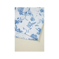 Sky Blue Floral Print Collared V Neck Ric-rac Trim Plus Size Mini Dress - 4X thumbnail