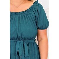 Skobeloff Frilled U Neck Puff Sleeve Belted Ruffle Hem Plus Size Midi Dress - 3X thumbnail