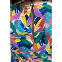 Blue Geometric Print Ruffled Short Sleeve Plus Size Tiered Maxi Dress - 1X thumbnail