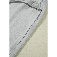 Gray Contrast Stitching Cuffed Sleeve Plus Shorts Set - 1X thumbnail