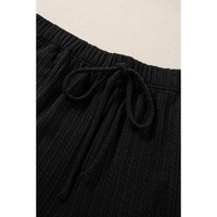 Black Textured Hoodie and Shorts Plus Size Two Piece Set - 2X thumbnail