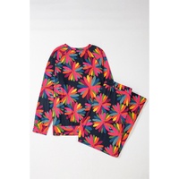 Black Plus Size Printed Long Sleeve and Pants Lounge Set - 3X thumbnail