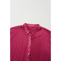 Rose Red Plus Size Ribbed Long Sleeve Shirt and Pants Pajama Set - 3X thumbnail
