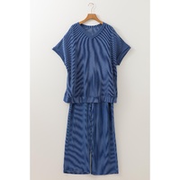 Sail Blue Ribbed V Neck Tee and Pants Plus Size Set - 2X thumbnail