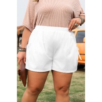 White Bow Decor Pockets Plus Size Shorts - 1X thumbnail