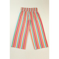 Orange Stripe Plus Size Boho Smocked Waist Loose Pants - 1X thumbnail