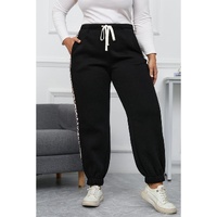 Azura Exchange Black Plus Size Contrast Leopard Side Panel Joggers - 3X thumbnail