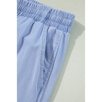 Azura Exchange Beau Blue Light Wash Elastic High Waist Plus Size Loose Straight Jeans - 4X thumbnail