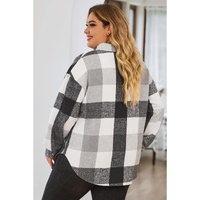 Gray Plus Size Checkered Button-Up Shacket - 2X thumbnail