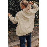 Khaki Plus Size Crochet Pattern Back Corduroy Jacket - 1X thumbnail