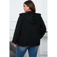Black Plus Size Bishop Sleeve Zip Up Hooded Jacket - 1X thumbnail