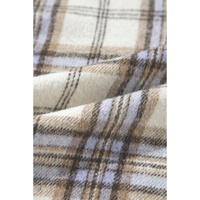 White Plaid Print Tunic Plus Size Shacket with Slits - 1X thumbnail