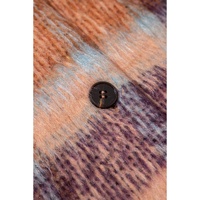Multicolour Plus Size Plaid Print Collared Button up Jacket - 3X thumbnail