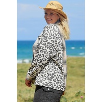 Black Plus Size Plaid Leopard Printed Patchwork Button Up Shacket - 1X thumbnail