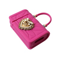 Dolce & Gabbana Women's Pink Silicone Devotion Heart Bag Gold Chain Airpods Case - One Size thumbnail
