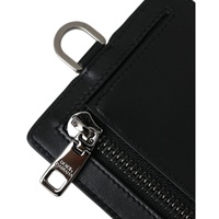 Dolce & Gabbana Men's Black Calf Leather Lanyard Logo Card Holder  Wallet - One Size thumbnail