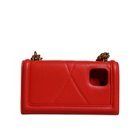 Dolce & Gabbana Women's Red Quilted Devotion Crossbody Chain Phone Cover Bag - One Size thumbnail