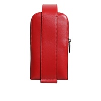 Dolce & Gabbana Men's Red Leather Logo Zip Around Card Holder Wide Strap Wallet (Copy) - One Size thumbnail