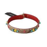 Dolce & Gabbana Women's Beige Python Leather Crystals Shoulder Strap - One Size thumbnail