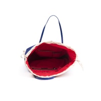 BYBLOS Women's Chic Blue Fabric Shopper Tote with Patent Accents - One Size thumbnail