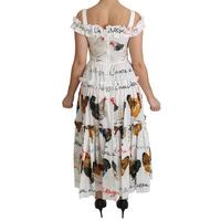 100% Authentic Dolce & Gabbana Sheath Midi Dress with Rooster Print 38 IT Women thumbnail