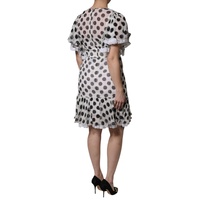 Dolce & Gabbana Women's White Polka Dotted Silk Blend A-line Dress - 36 IT thumbnail