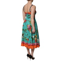 Dolce & Gabbana Women's Multicolor Printed Silk Sleeveless Midi Dress - 42 IT thumbnail