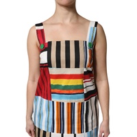 Dolce & Gabbana Women's Multicolor Cotton Stripe Sleeveless Dress - 42 IT thumbnail
