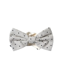 Dolce & Gabbana Men's White Black Polka Dot Polyester Bow Tie  - One Size thumbnail