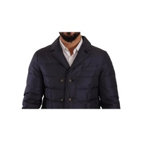 Dolce & Gabbana Men's Blue Silk Goat Coat Blouson Winter Jacket - 52 IT thumbnail