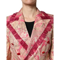 Dolce & Gabbana Women's Pink Gold Jacquard Nylon Coat Blazer Jacket - 40 IT thumbnail