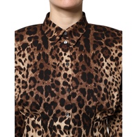 Dolce & Gabbana Women's Brown Leopard Silk Button Down Coat Jacket - 42 IT thumbnail