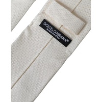 Dolce & Gabbana Men's Off White Patterned Silk Classic Adjustable Tie - One Size thumbnail