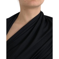 Dolce & Gabbana Women's Black Wool Cutout Asymmetric Long Sleeve Top - 36 IT thumbnail