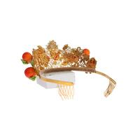 Dolce & Gabbana Gold Brass Multicolor Crystal Sicily Orange Crown One Size Women thumbnail