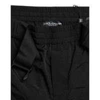 Dolce & Gabbana Men's Black Red Leopard Print Nylon Jogger Pants - 48 IT thumbnail