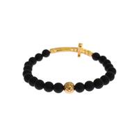 Authentic NIALAYA Bracelet with Matte Onyx Beads and CZ Diamond Cross S Women thumbnail