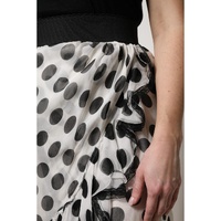 Dolce & Gabbana Women's White Black Polka Dots Knee Length Skirt - 40 IT thumbnail