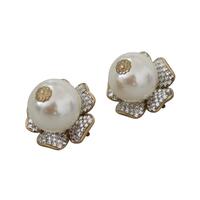 Floral Motif Dolce & Gabbana Earrings with Shimmering Crystals and Faux Pearl One Size Women thumbnail