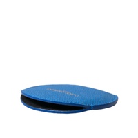 Dolce & Gabbana Women's Blue Calfskin Leather Round Logo Hand Mirror Holder - One Size thumbnail