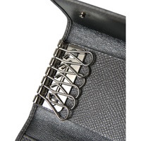 Dolce & Gabbana Men's Black Leather Silver Metal Logo Plaque Trifold Keyring - One Size thumbnail