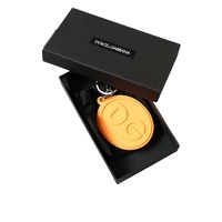 Dolce & Gabbana Women's Orange Rubber DG Logo Silver Brass Metal Keyring Keychain - One Size thumbnail