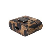 Dolce & Gabbana Women's Brown Leopard Calf Leather Metal Logo Plaque Airpods Case - One Size thumbnail