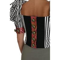 Cropped Top with Puff Sleeves and Crystal Button Embellishment 42 IT Women thumbnail
